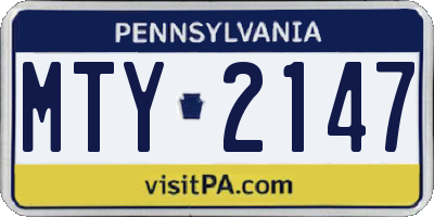 PA license plate MTY2147