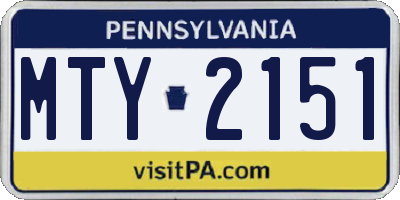 PA license plate MTY2151