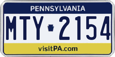 PA license plate MTY2154
