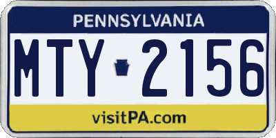 PA license plate MTY2156