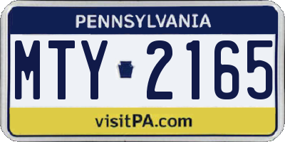 PA license plate MTY2165