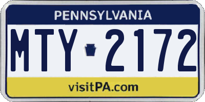 PA license plate MTY2172