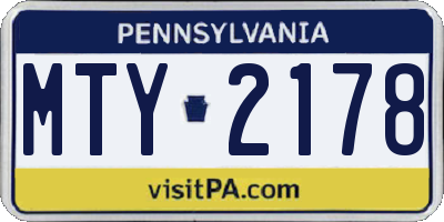 PA license plate MTY2178