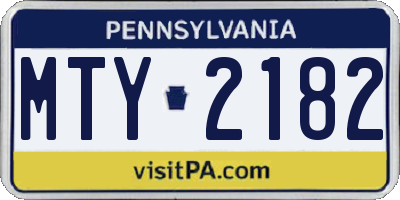 PA license plate MTY2182