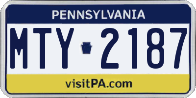 PA license plate MTY2187