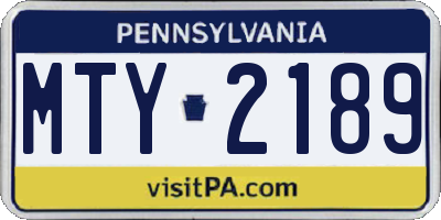 PA license plate MTY2189