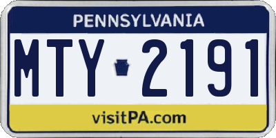 PA license plate MTY2191