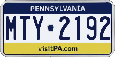 PA license plate MTY2192