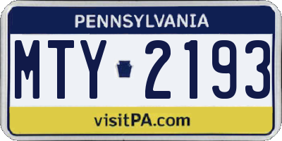 PA license plate MTY2193