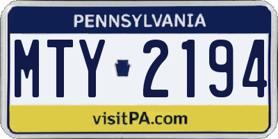 PA license plate MTY2194
