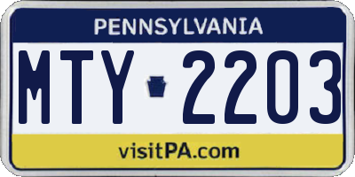 PA license plate MTY2203