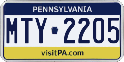 PA license plate MTY2205