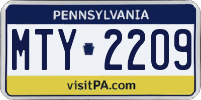 PA license plate MTY2209