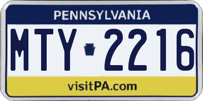 PA license plate MTY2216