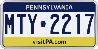 PA license plate MTY2217