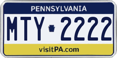 PA license plate MTY2222