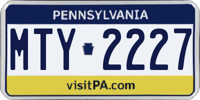 PA license plate MTY2227