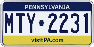 PA license plate MTY2231