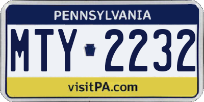 PA license plate MTY2232