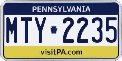 PA license plate MTY2235