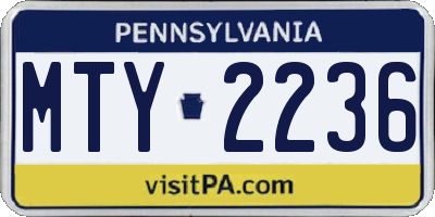PA license plate MTY2236