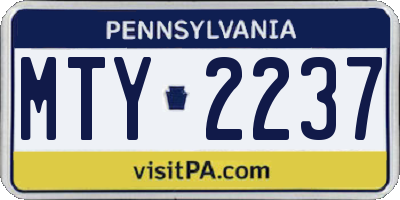 PA license plate MTY2237