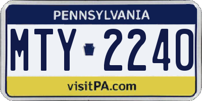 PA license plate MTY2240