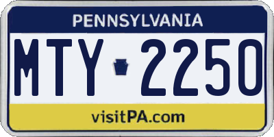 PA license plate MTY2250