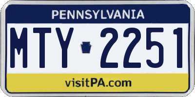 PA license plate MTY2251
