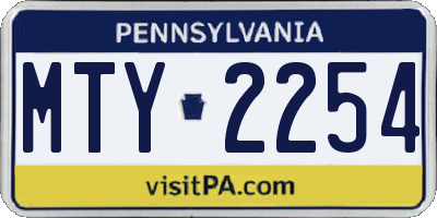 PA license plate MTY2254