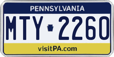 PA license plate MTY2260