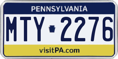 PA license plate MTY2276