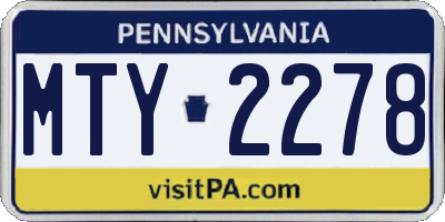PA license plate MTY2278