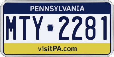 PA license plate MTY2281