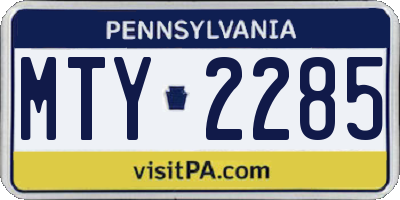 PA license plate MTY2285
