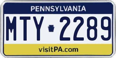 PA license plate MTY2289