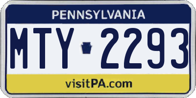 PA license plate MTY2293