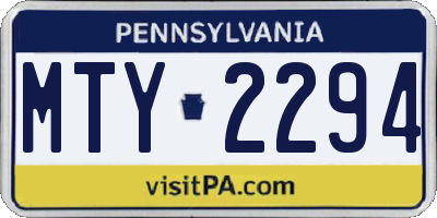 PA license plate MTY2294