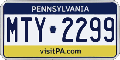 PA license plate MTY2299
