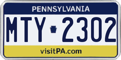 PA license plate MTY2302