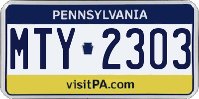 PA license plate MTY2303