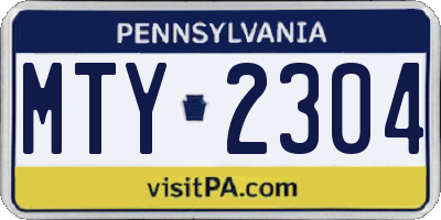 PA license plate MTY2304