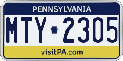 PA license plate MTY2305
