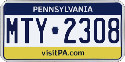 PA license plate MTY2308