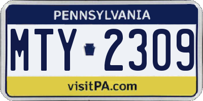 PA license plate MTY2309