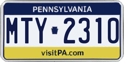 PA license plate MTY2310