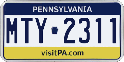 PA license plate MTY2311