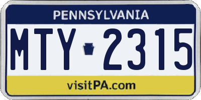 PA license plate MTY2315