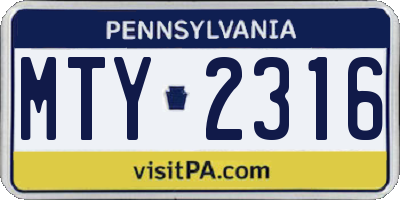 PA license plate MTY2316
