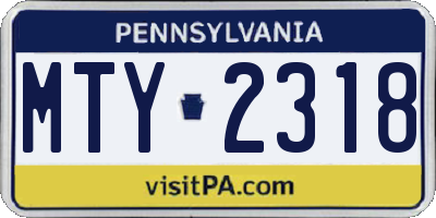 PA license plate MTY2318